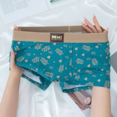 男士内裤男纯棉四角裤秋冬青少年男生中腰时尚潮流印花平角短裤头