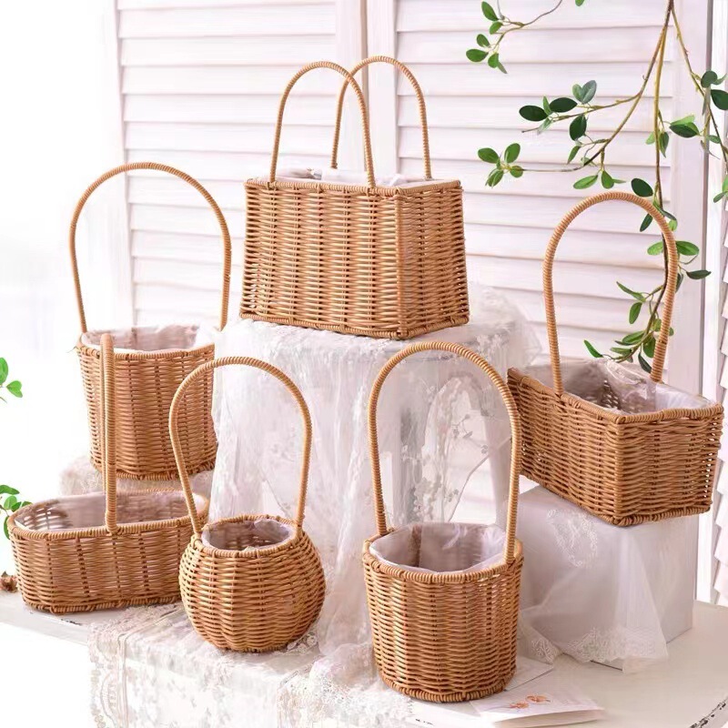 Factory Supply Rattan Handheld Braided Flower Basket Storage Flower Basket Props Ornaments Baby Egg Decorative Flower Basket Factory Supply Rattan Handheld Braided Flower Basket Storage Flower Basket Props Ornaments Baby Egg Decorative Flower Basket