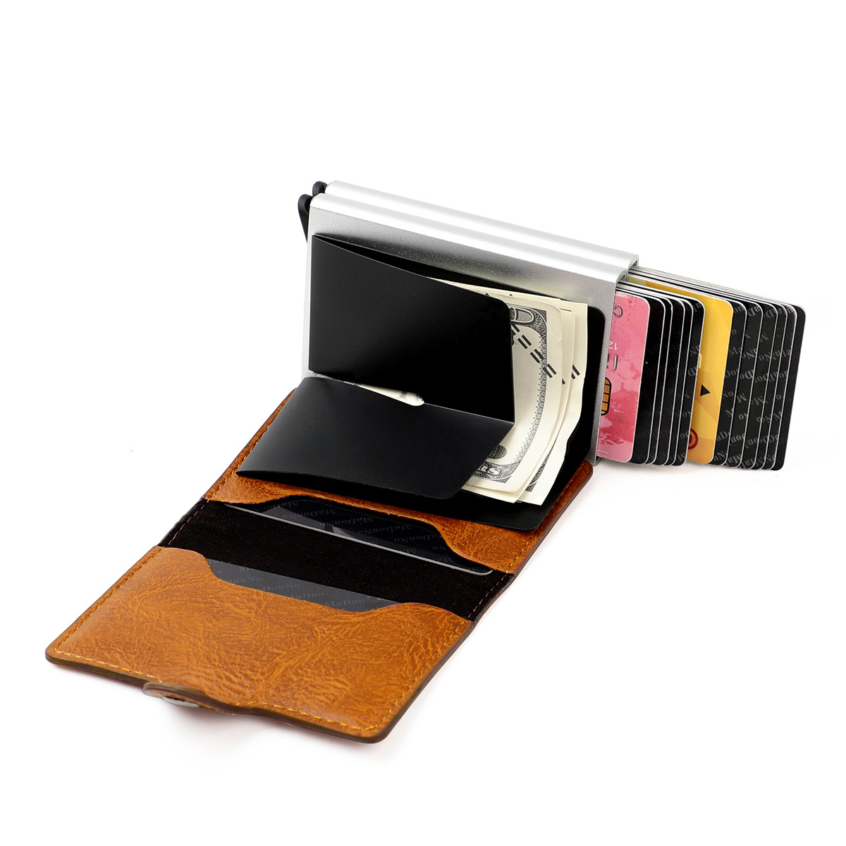 Nuovo portaoggetti antifurto in alluminio con clip per portafoglio USD da uomo e da donna, custodia per carte a doppio strato_voghion.com