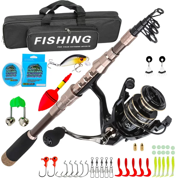 Cross-border fishing rod complete set of fishing gear 1.8m carbon lure rod telescopic lure sea rod artificial bait kit fishing bag