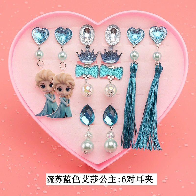 Children's ear clips, set for princess, cartoon accessory, no pierced ears, Birthday gift