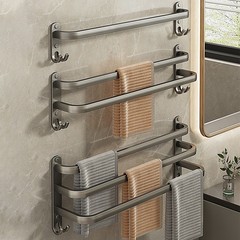 銃灰タオルラック穴なしトイレ壁掛け式浴室タオル掛け棒ラックトイレ収納ラック
