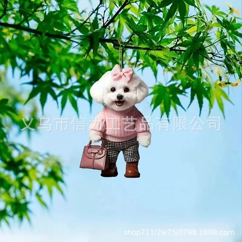Cross-border nuevo creativo 2D lindos perros de peluche cachorro hombre mochila colgante acrílico colgante de automóvil