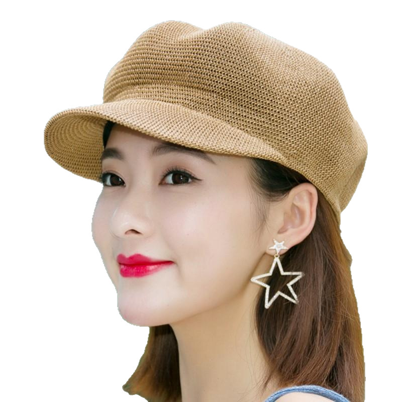 Women's Summer Octagonal , Breathable Beret, Spring Outing Outdoor Sun Protection Hat, Trendy British-style Duckbill_voghion.com