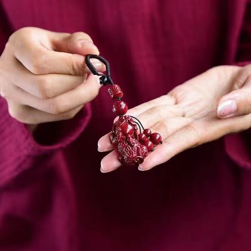 高純度紫金砂、高含有辰砂車キーホルダー、男性用と女性用の高品質辰砂貔貅キーホルダー|undefined