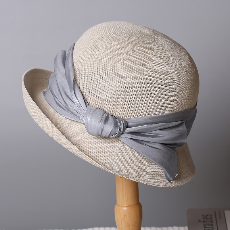 Japanese Style Washi Paper Bucket Hat For Women - Summer Sun Protection Luxury Bow-Knot Linen Sun Hat Trendy - Thumbnail 6