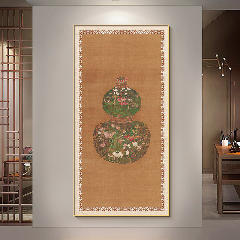 新中式吉祥葫芦福禄入户玄关装饰画花瓶过道正对门墙壁画客厅挂画|undefined