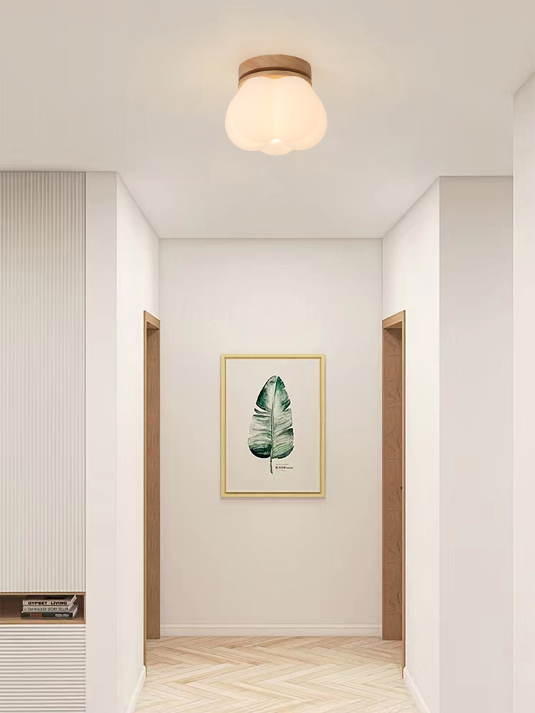 奶油风过道灯棉花云朵灯北欧日式复古原木走廊灯衣帽间阳台吸顶灯