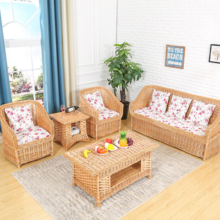 Willow Rattan Sofa Combination Rattan Chair Five-piece Set Balcony Living Room Rattan Leisure Sofa Single Double Three Rattan Furniture