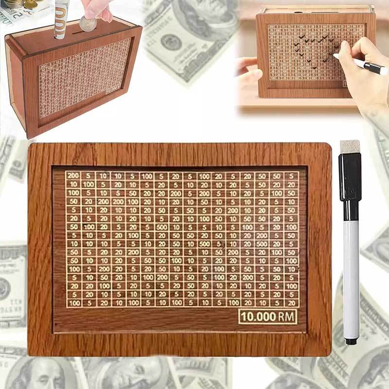 Caixa de dinero spot transfronteriza con contador DIY de madera dólar depósito de dinero retró