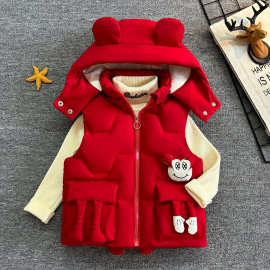 男童棉马甲新款加绒加厚宝宝冬季棉袄儿童卡通羽绒棉衣中小童冬装