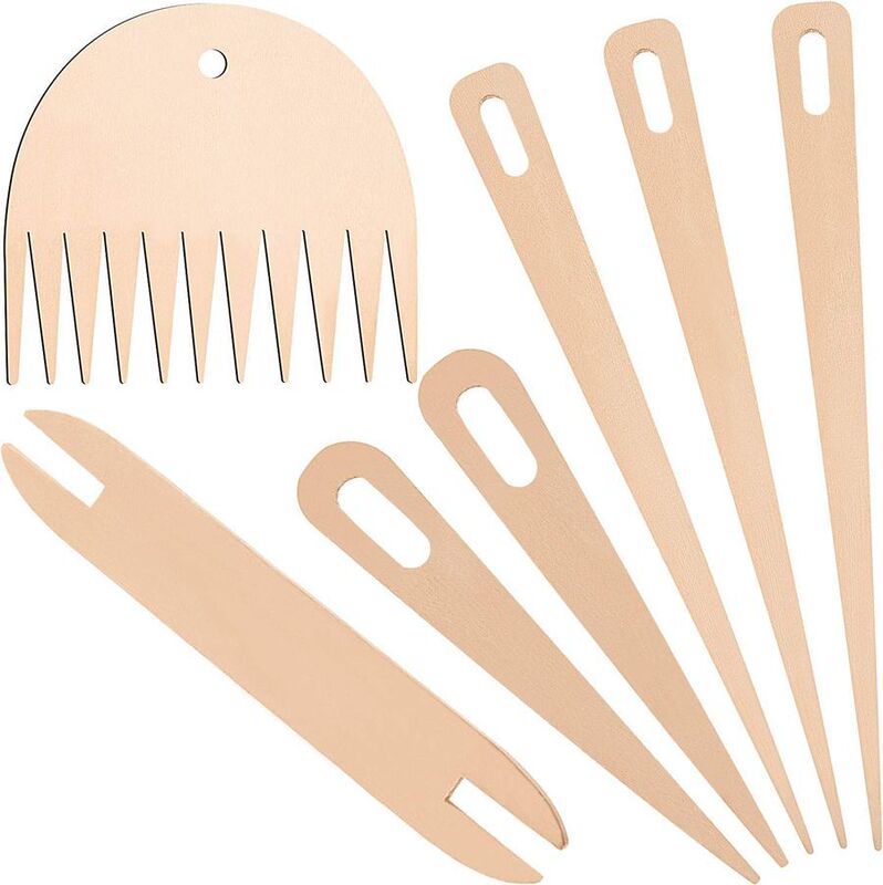 Wooden Hand Loom Stick Set Large Eye Needle Wooden Shuttle Weaving Stick Wooden Weaving Comb