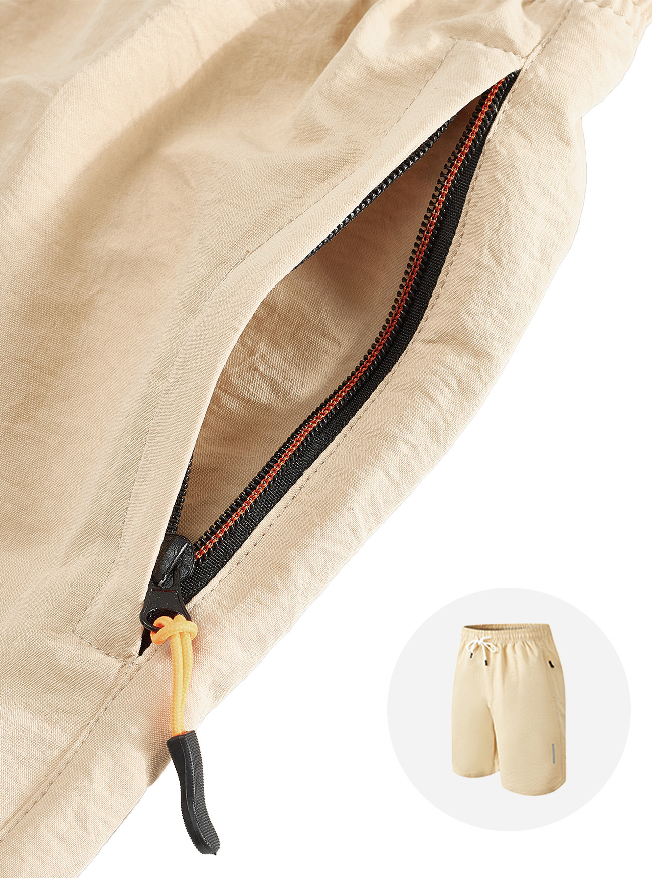Monochrome Quick-dry Tactical Shorts For Men With Zipper Pockets_voghion.com