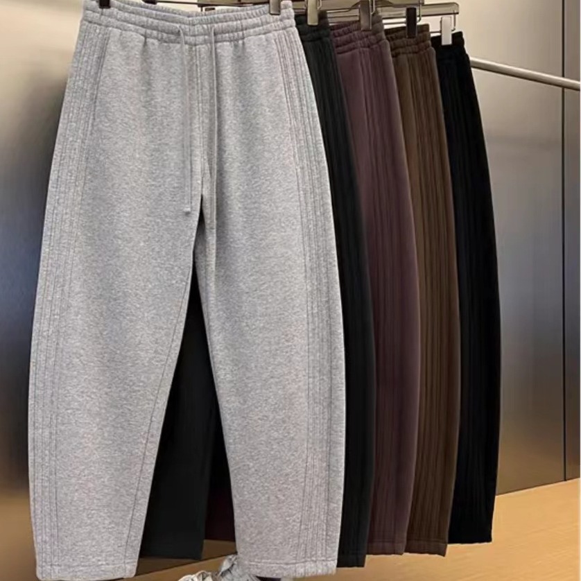 Legging Banana Pants, Loose Wide-Leg Style, Couple Style, Curved Ribbon Pants, Spring Solid Color Casual Sweatpants, Korean Style Trendy