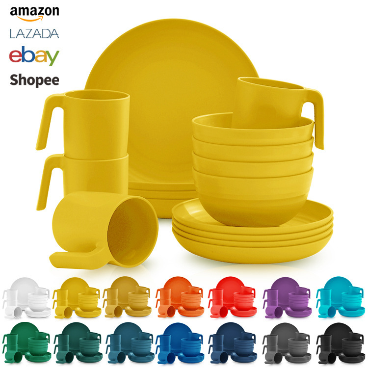 Amazon クロスボーダー プラスチック食器セット ディスク 16 アウトドア ピクニック 再利用可能なプラスチック食器|undefined