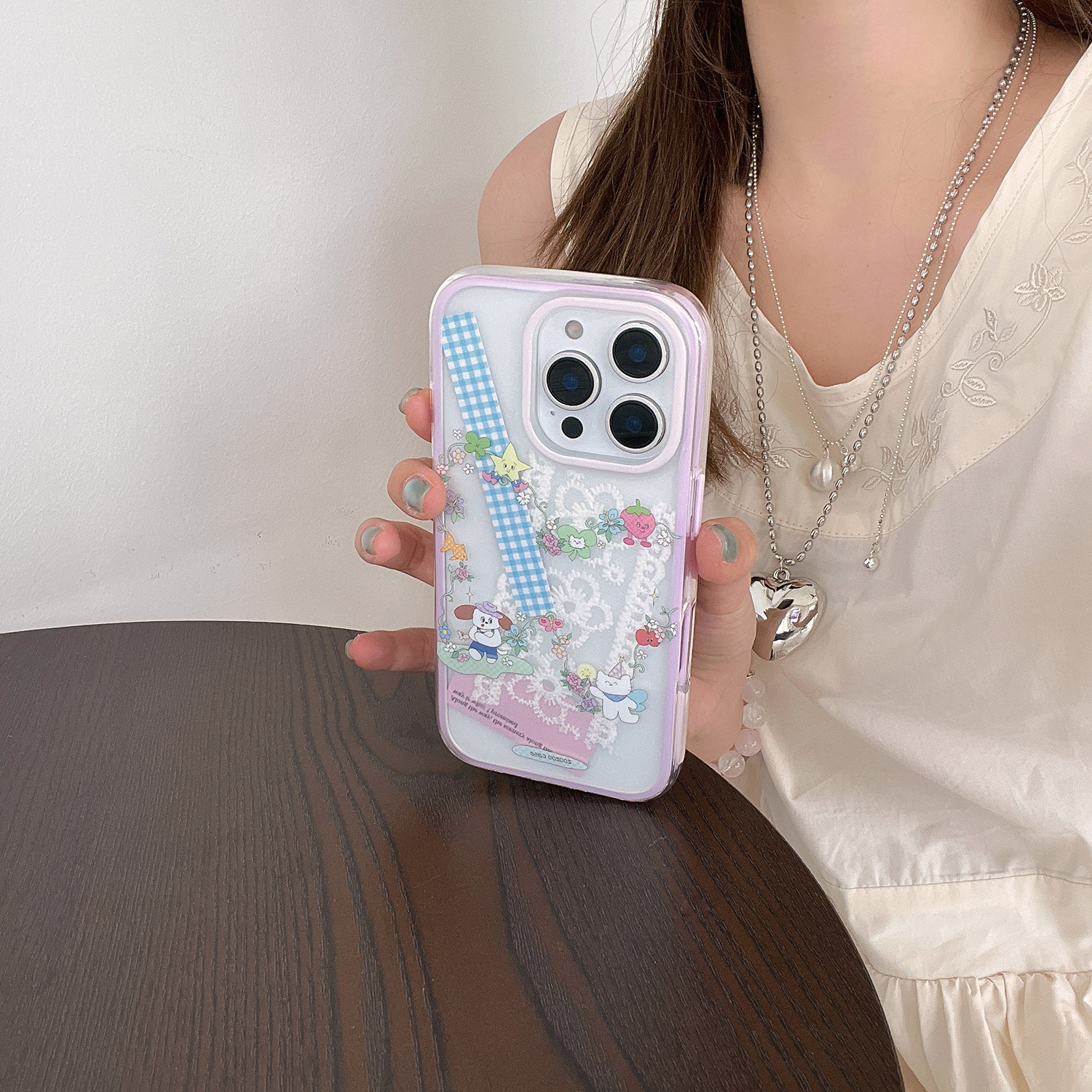 Xiaoren Gentle Morning Glory, gatito y cachorro para Apple 15ProMax, funda para teléfono móvil 16Pro dos en uno 14/13