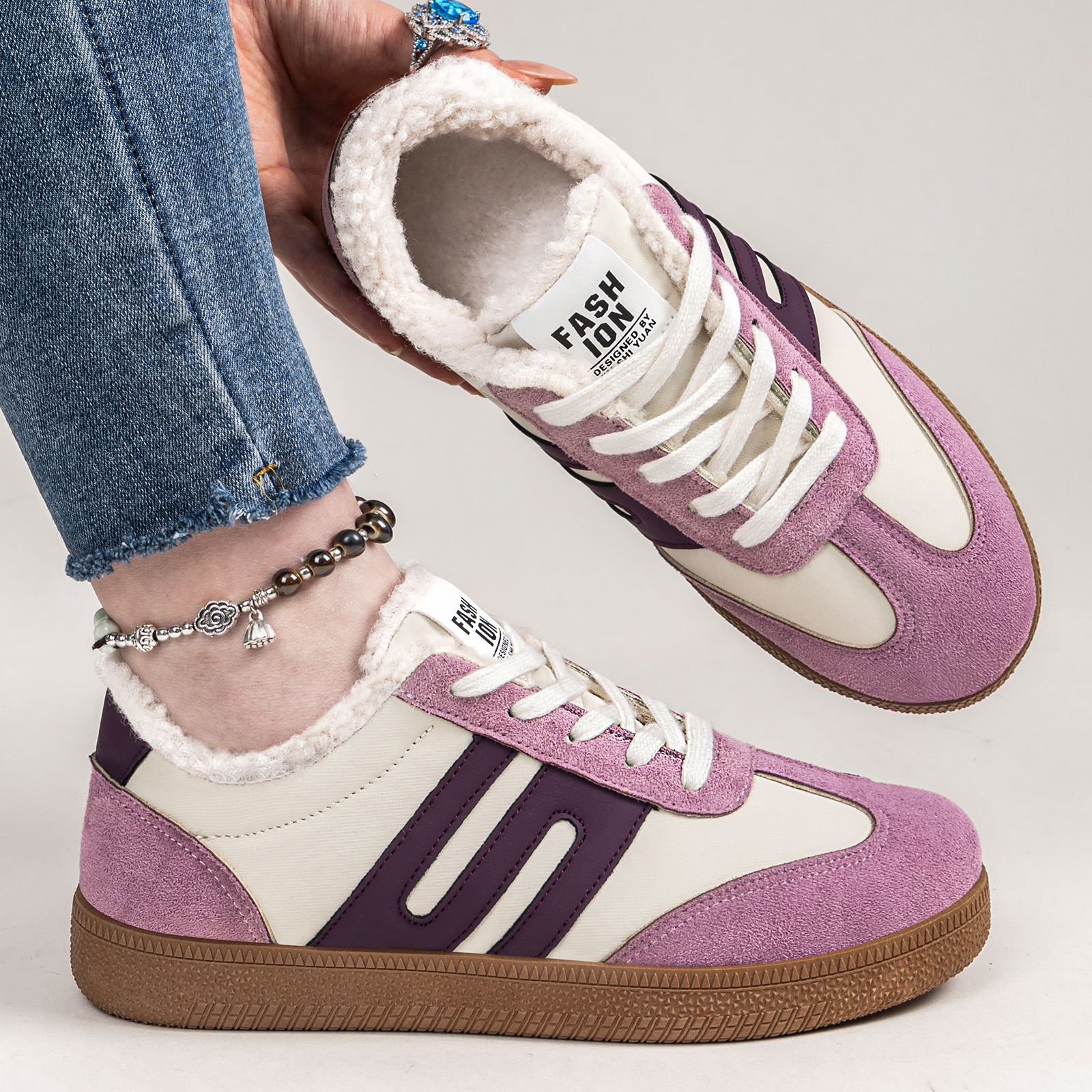 Women's cotton shoes, plush lined, thickened, low-cut, versatile women's shoes, low-top, cross-border wholesale, in-stock, outdoor comfortable German training shoes