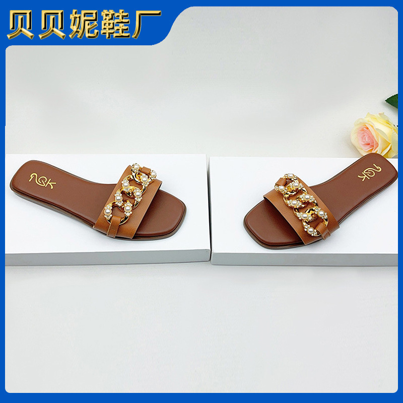 2025新款夏季新款网红平底一字凉拖鞋女外穿跨境时尚拖鞋源头厂家|undefined