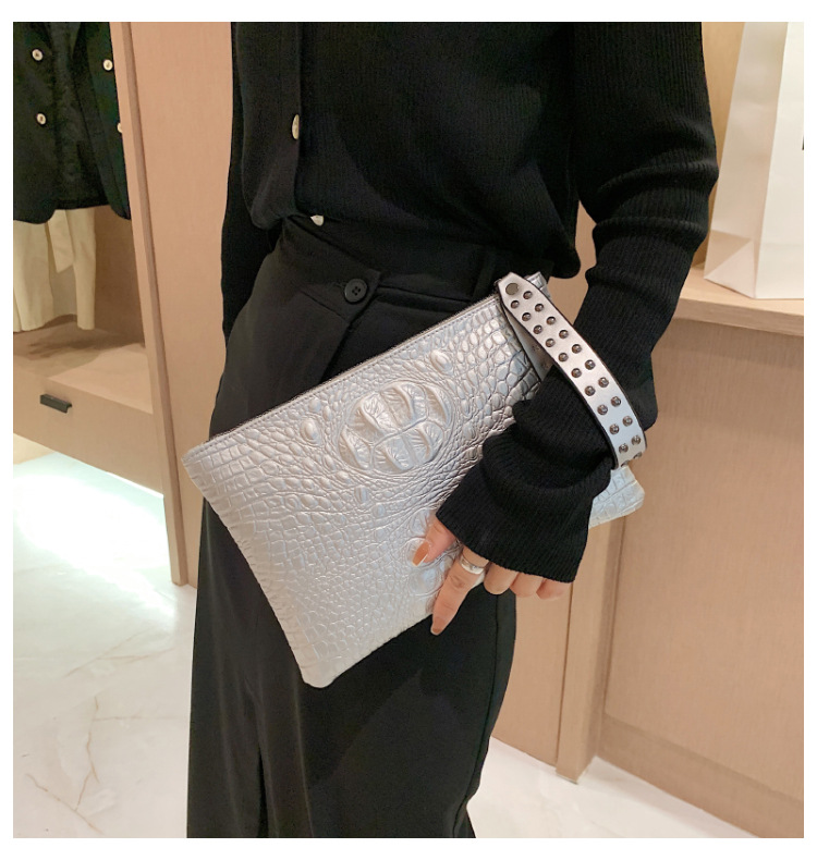 315g Weight Nylon Lining Material Zipper Closure Type Single Shoulder Strap Strap Type Clutch Bag Bags Type Business Occasion Pu Leather Material Solid Color Pattern All Seasons Season Women's Gender Business Style Medium Size Women's Medium Pu Leather Solid Color Business Zipper Clutch Bag 5