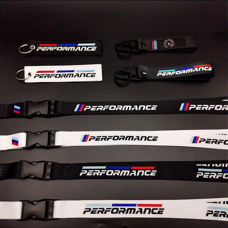 Performane keychain BM modified mobile phone lanyard metal car pendant embroidery cloth wristband pendant