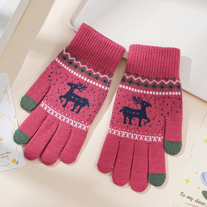 Invierno de las mujeres cálido forrado de lana engrosada estudiante escritura de moda montar lindo punto medio dedo flip guantes de dibujos animados
