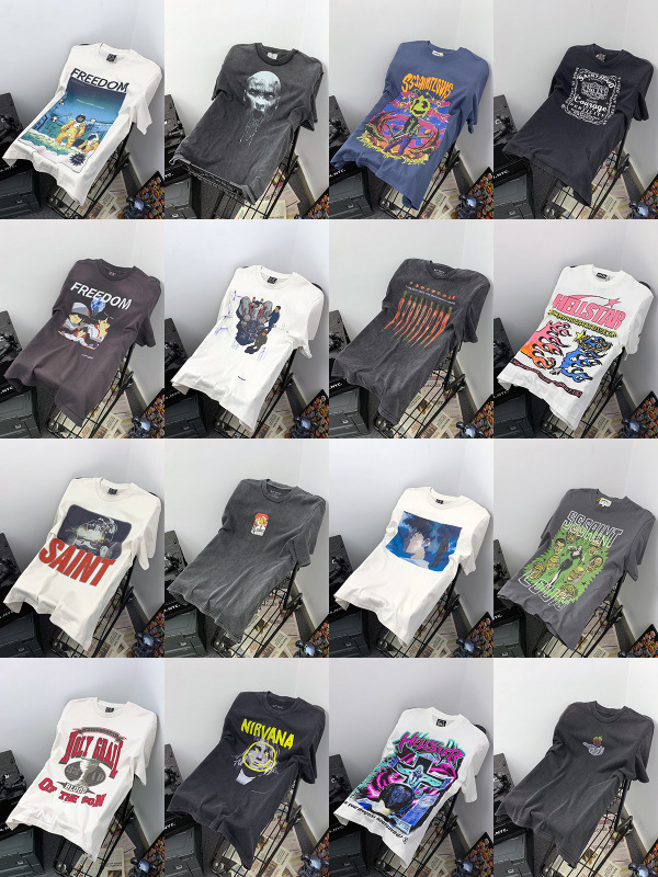 Saint Akira Direct Print American-Style Niche High Street Retro Washed Vintage Loose Short-Sleeve T-Shirt for Men Saint Akira Direct Print American-Style Niche High Street Retro Washed Vintage Loose Short-Sleeve T-Shirt for Men