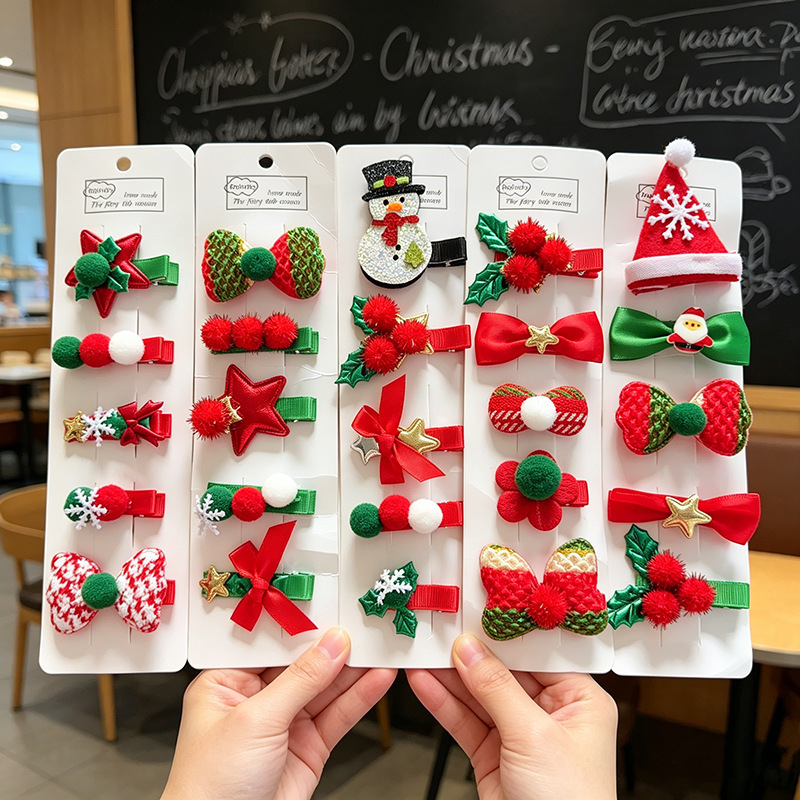 New children's hair clip Christmas set, hairpin, Christmas tree hat clip, cute baby headwear wholesale New children's hair clip Christmas set, hairpin, Christmas tree hat clip, cute baby headwear wholesale