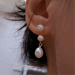 Original Design Natural Freshwater Pearl Earrings All-match Temperament Ladies Ear Studs Elegant Ear Jewelry Silver Needle Rice Beads