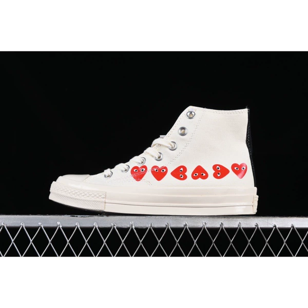 Red and White High Tops "One Size Larger"