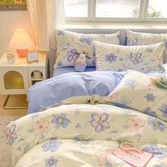 Factory Garden Ins Style 100% Pure Cotton Four-Piece Bedding Set Student Dorm Bed Cover Nantong Home Textile Three-Piece Set