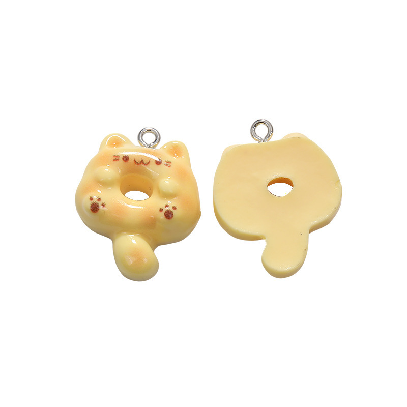 卸売かわいい模擬樹脂アクリル子猫ドーナツペンダント diy ネックレス A800889|undefined