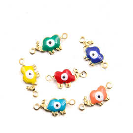 6色大象眼睛连接器配件6*15mm不锈钢滴油diy创意精品爆款项链饰品