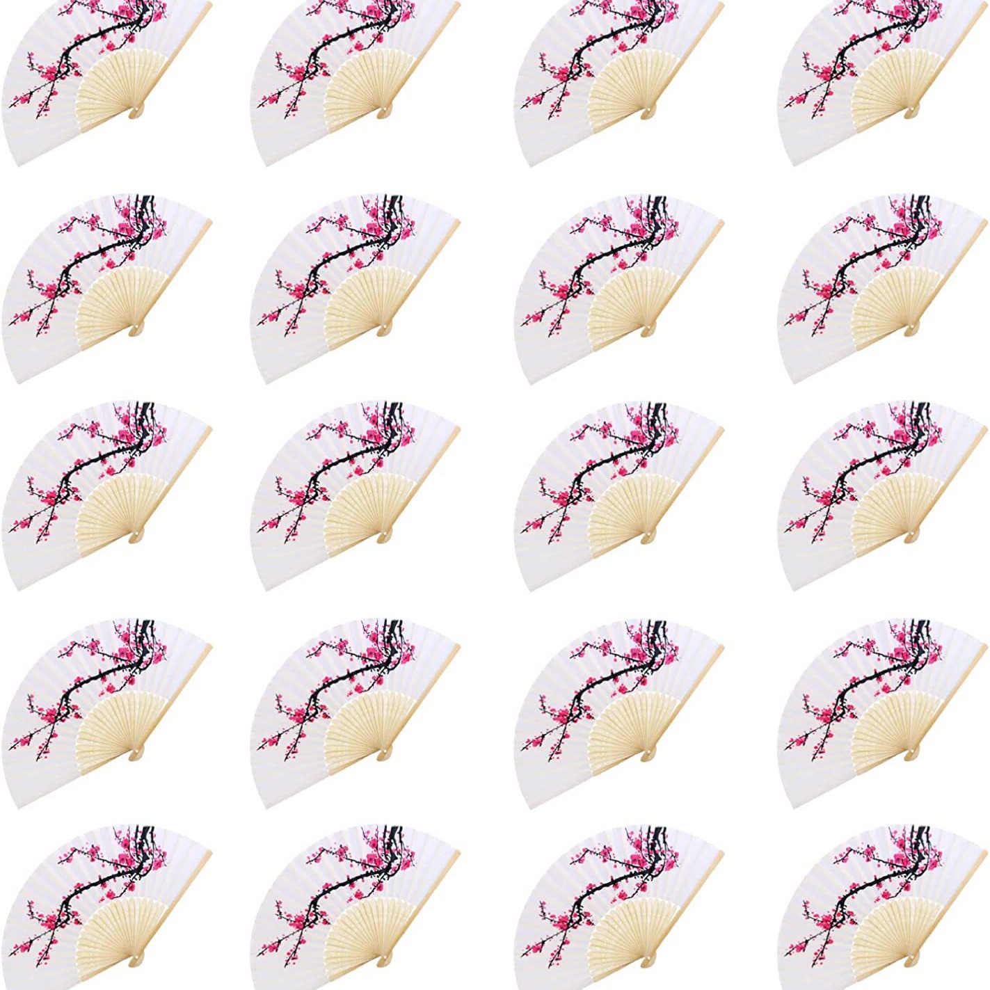 Hay en stock piezas de ventilador de pintura de tinta ligera transfronteriza ventilador de seda de ciruela