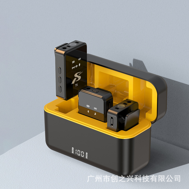 工場の新しいSX12スクエアワイヤレスラベリアマイク、充電コンパートメント付き、ライブブロードキャストマイク、1対2ノイズリダクション|undefined