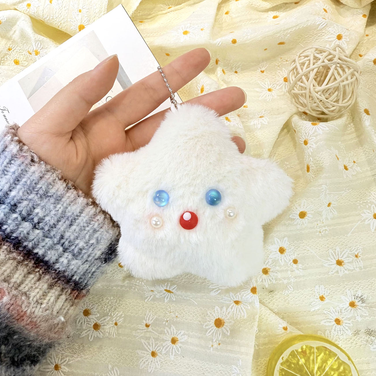White - Plush Star [Bead Chain Style]