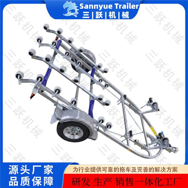 双位游艇拖车车架 厂家直销 海上船拖车车架 冲锋舟拖车