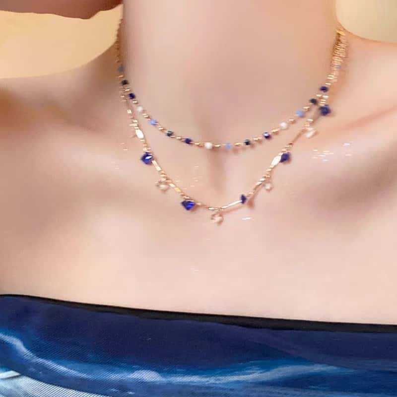 Collier superposé minimaliste avec chaînes délicates pour femme_voghion.com