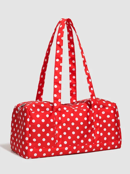 New Korean-style fresh black and white polka dot large-capacity shoulder bag, casual versatile travel handbag for women