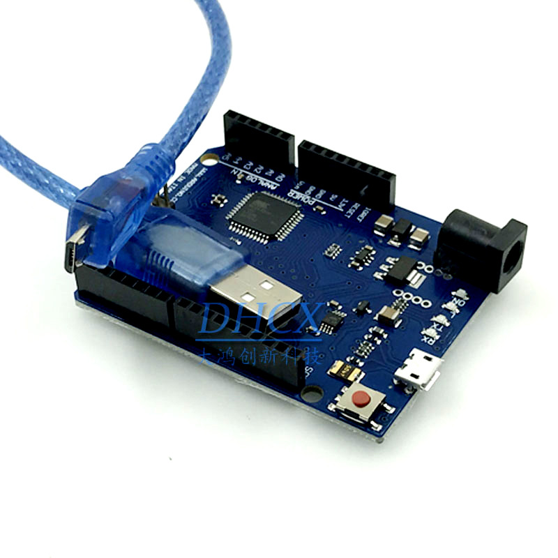 Leonardo R3开发板 ATMEGA32U4官方版本带数据线 蓝板芯片QFN封装