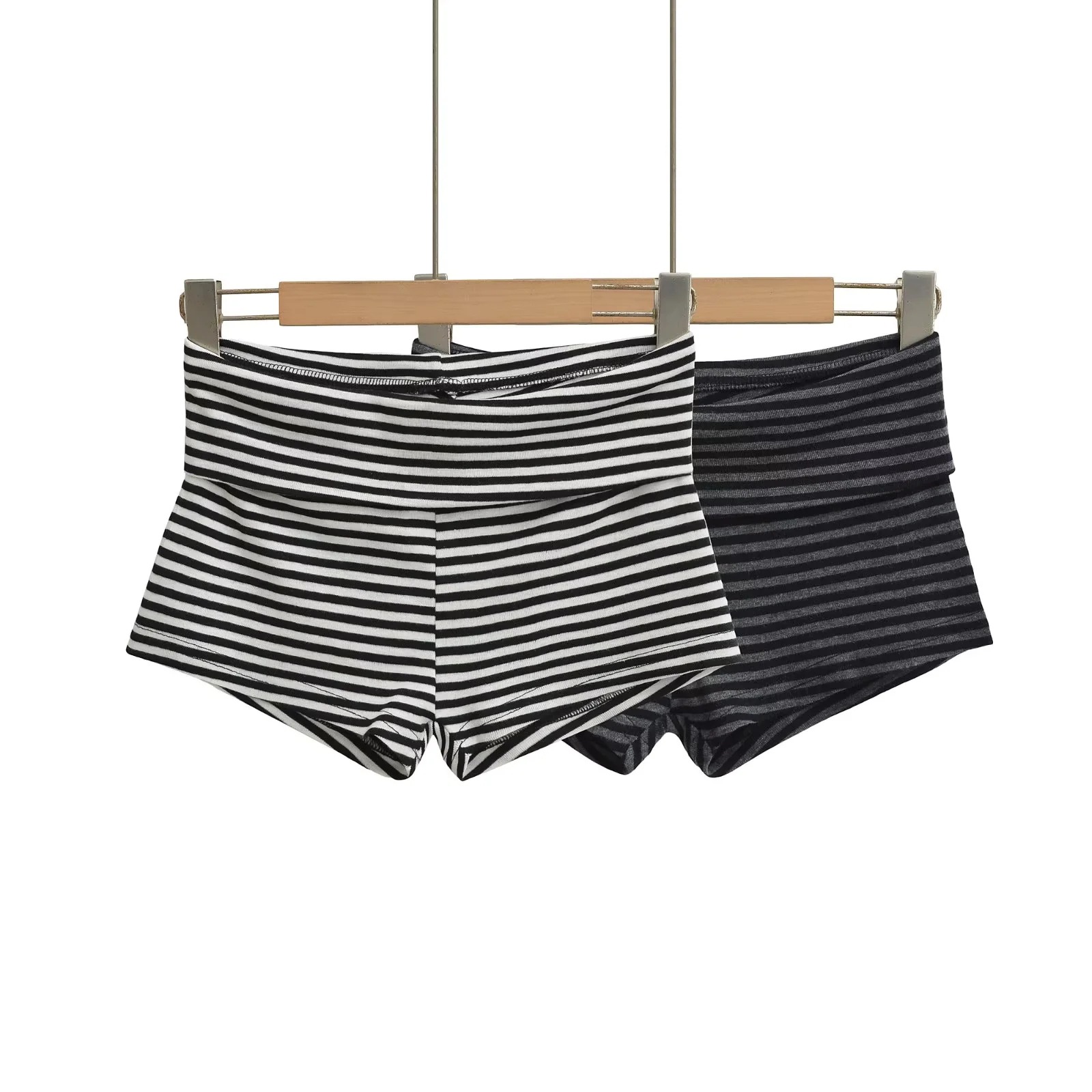 American Hot Girl Striped Cuffed Waist Hip Shorts Women's Summer Comfortable Home Casual Outer Wear Sports Hot Pants