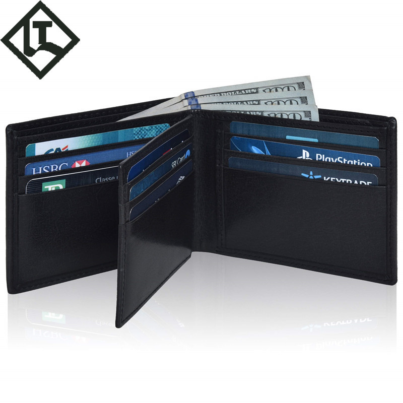 真皮钱夹商务 亚马逊活页多卡位皮包 牛皮高档rfid男士钱包