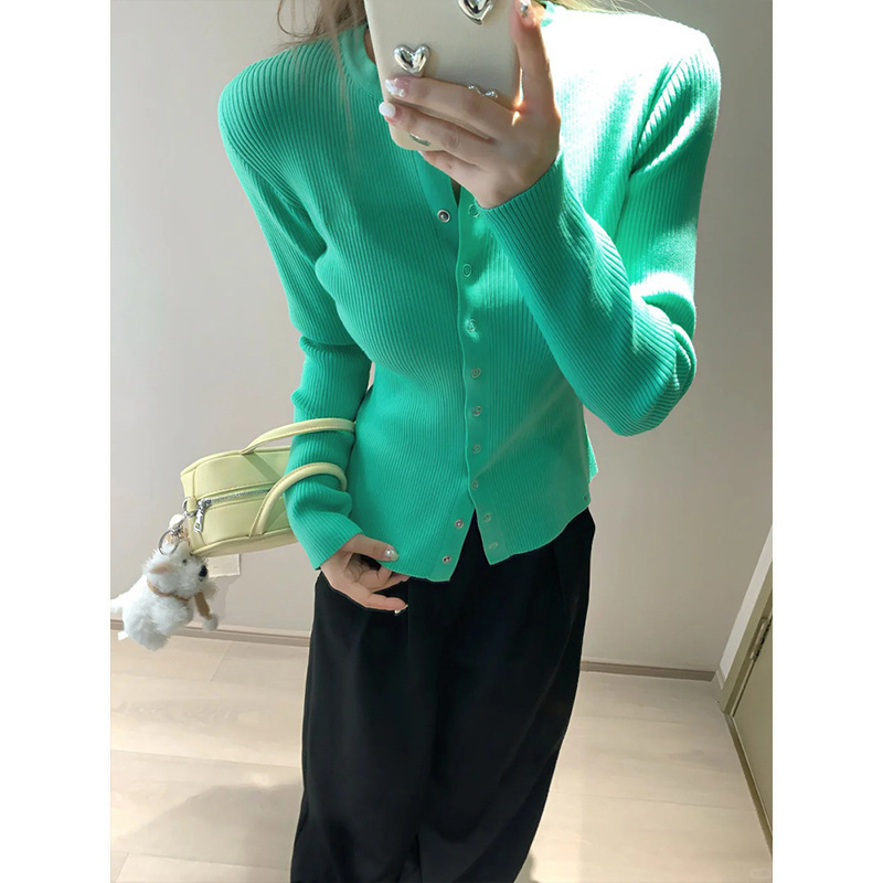 魔西女王韩系chic别致穿搭针织开衫上衣女春秋季修身显瘦长袖外套|undefined