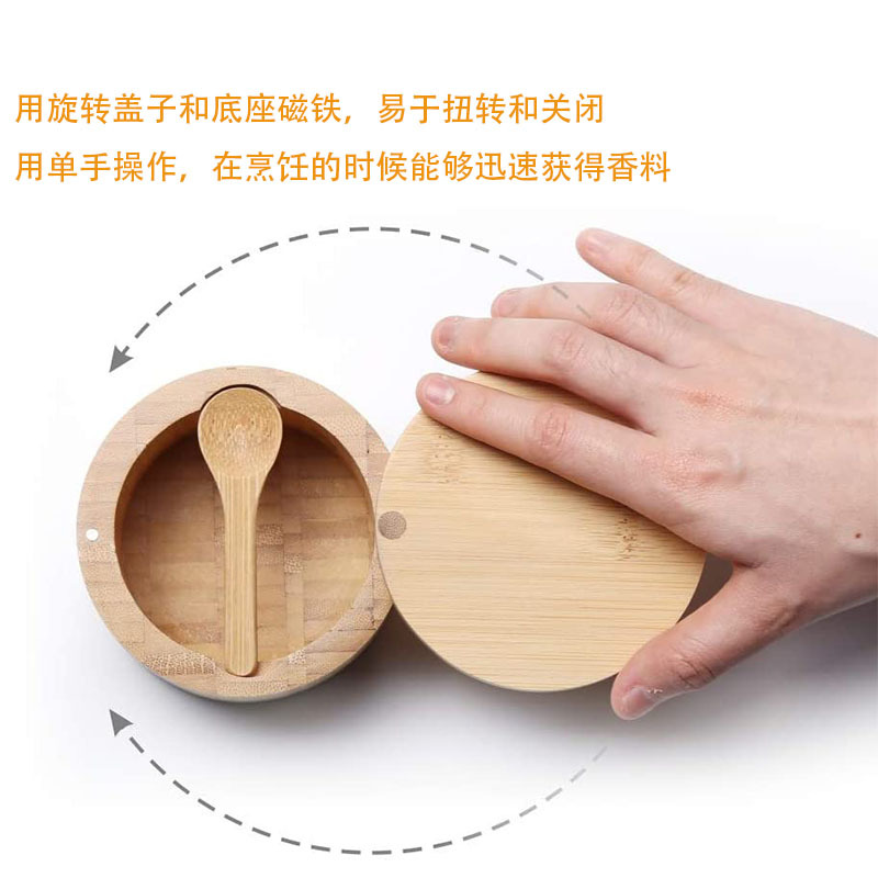 Con cuchara incorporada para evitar el polvo de cocina sal pimienta especias condimento contenedor de almacenamiento