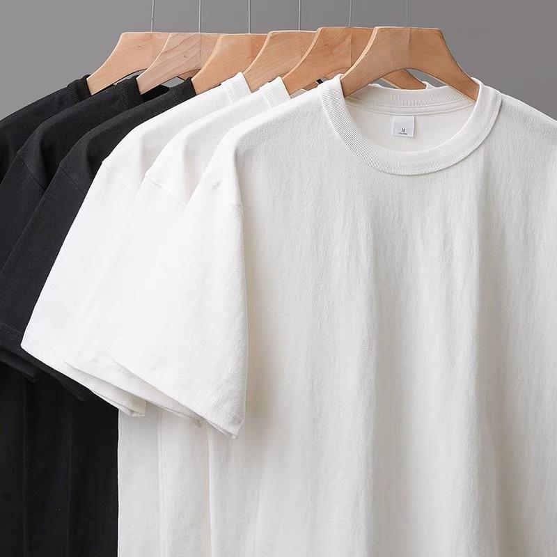 T-Shirt Men's White Round Neck Short-Sleeved Summer Cotton T-Shirt Men's American Loose Men's Inner Layering Shirt Wholesale