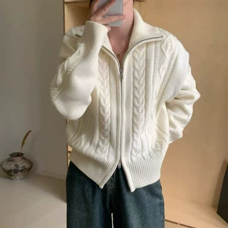 麻花拉链毛衣外套女2026秋冬季保暖设计感小众外穿慵懒风针织开衫