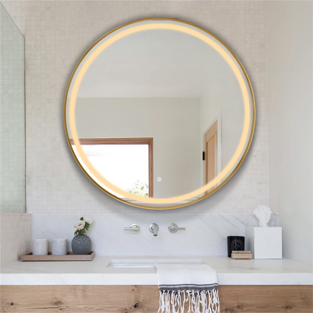 Bathroom Mirror Wall-Mounted Toilet Mirror Wall-Mounted Washroom Mirror with Light Touch Screen Led Mirror New Chinese Style Bathroom Mirror