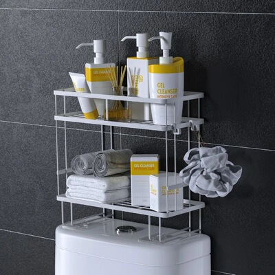 馬桶置物架壁挂免打孔浴室架子廁所坐便器上方多功能收納架子家用