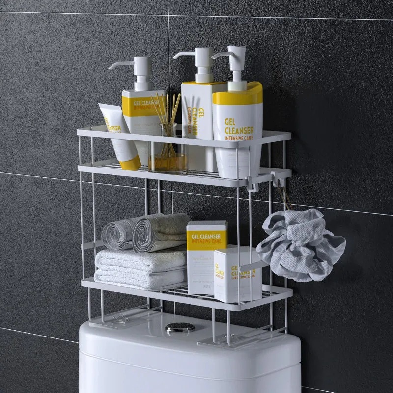 馬桶置物架壁挂免打孔浴室架子廁所坐便器上方多功能收納架子家用