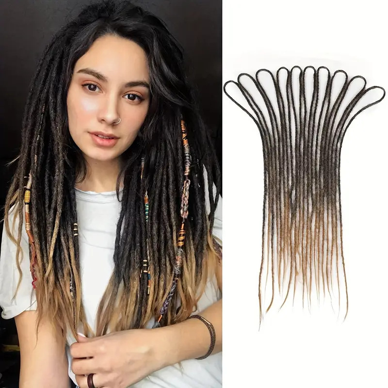 Temu/shein venta caliente fibra química ganchillo pelo dreadlock double trenza sucia doble cola trenza sucia peluca