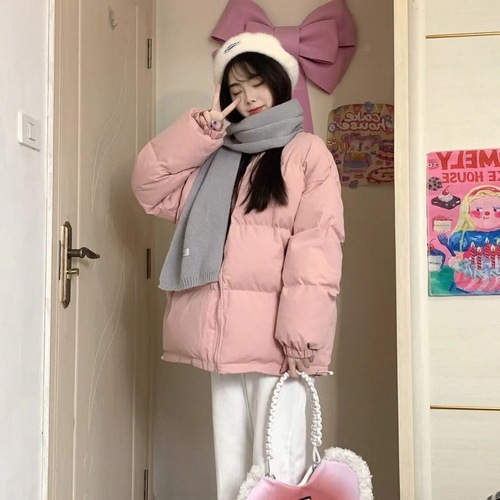 Oversize Women's Korean Version Thick Down Cotton Coat, Short Women's Winter Cotton Jacket, Small Figure Bread Coat